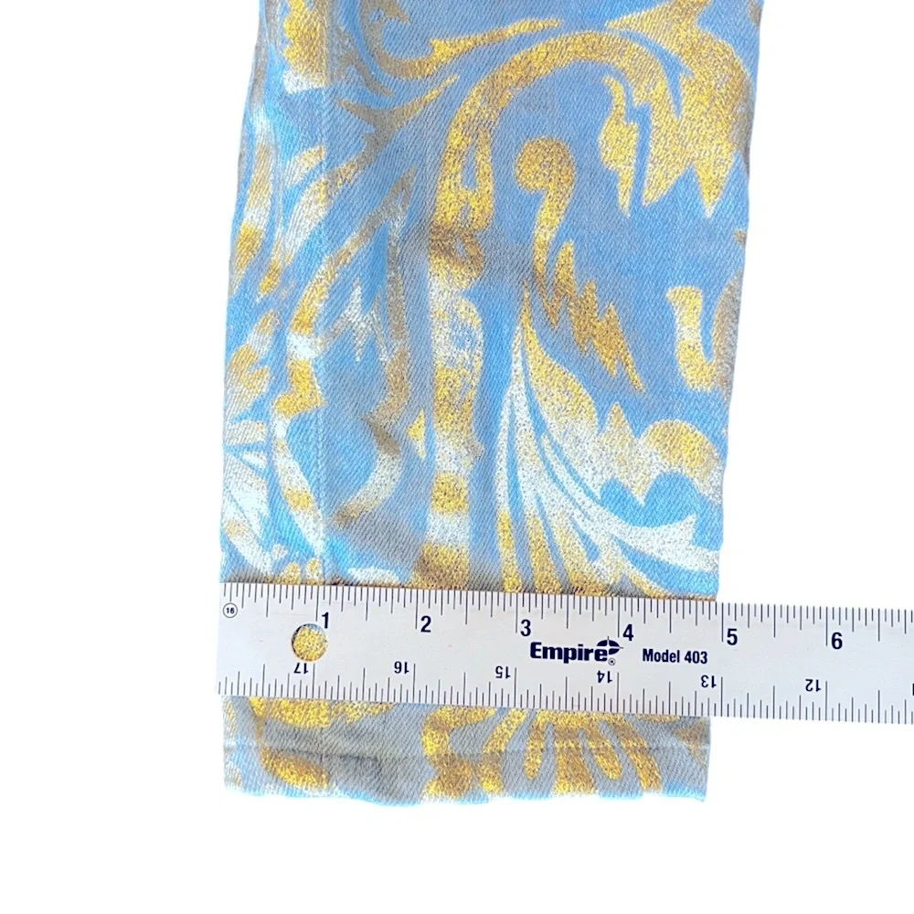 Mother The Looker Gold Rush Baby Gold Stencil  Light Blue Jean Women’s size 26 - Picture 15 of 15